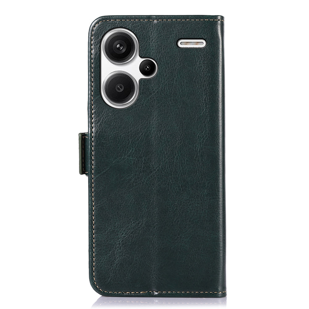 ABEEL For Xiaomi Redmi Note 13 Pro+ 5G Cell Phone Case PU Leather Wallet Cover - Green