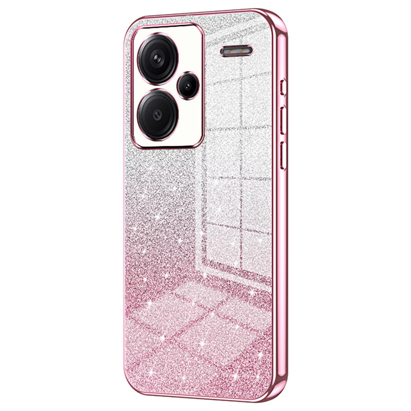 For Xiaomi Redmi Note 13 Pro+ 5G TPU Cover Precise Cutout Glitter Design Cell Phone Case - Pink