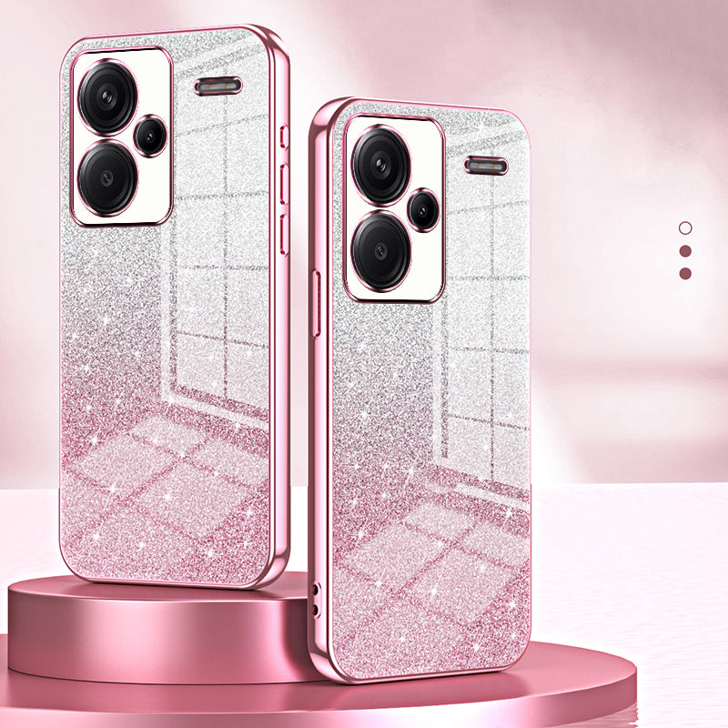 For Xiaomi Redmi Note 13 Pro+ 5G TPU Cover Precise Cutout Glitter Design Cell Phone Case - Transparent