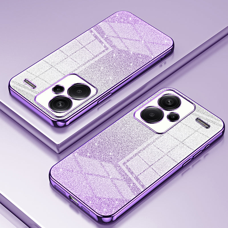 For Xiaomi Redmi Note 13 Pro+ 5G TPU Cover Precise Cutout Glitter Design Cell Phone Case - Purple