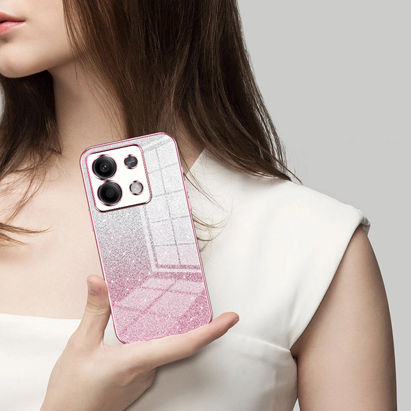 For Xiaomi Redmi Note 13 5G Glitter Design TPU Cover Precise Cutout Cell Phone Case - Transparent