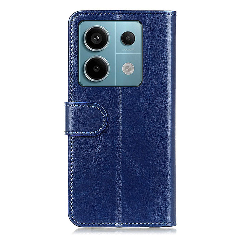 For Xiaomi Redmi Note 13 Pro 5G / Poco X6 5G Cell Phone Cases Crazy Horse Texture PU Leather Cover - Blue