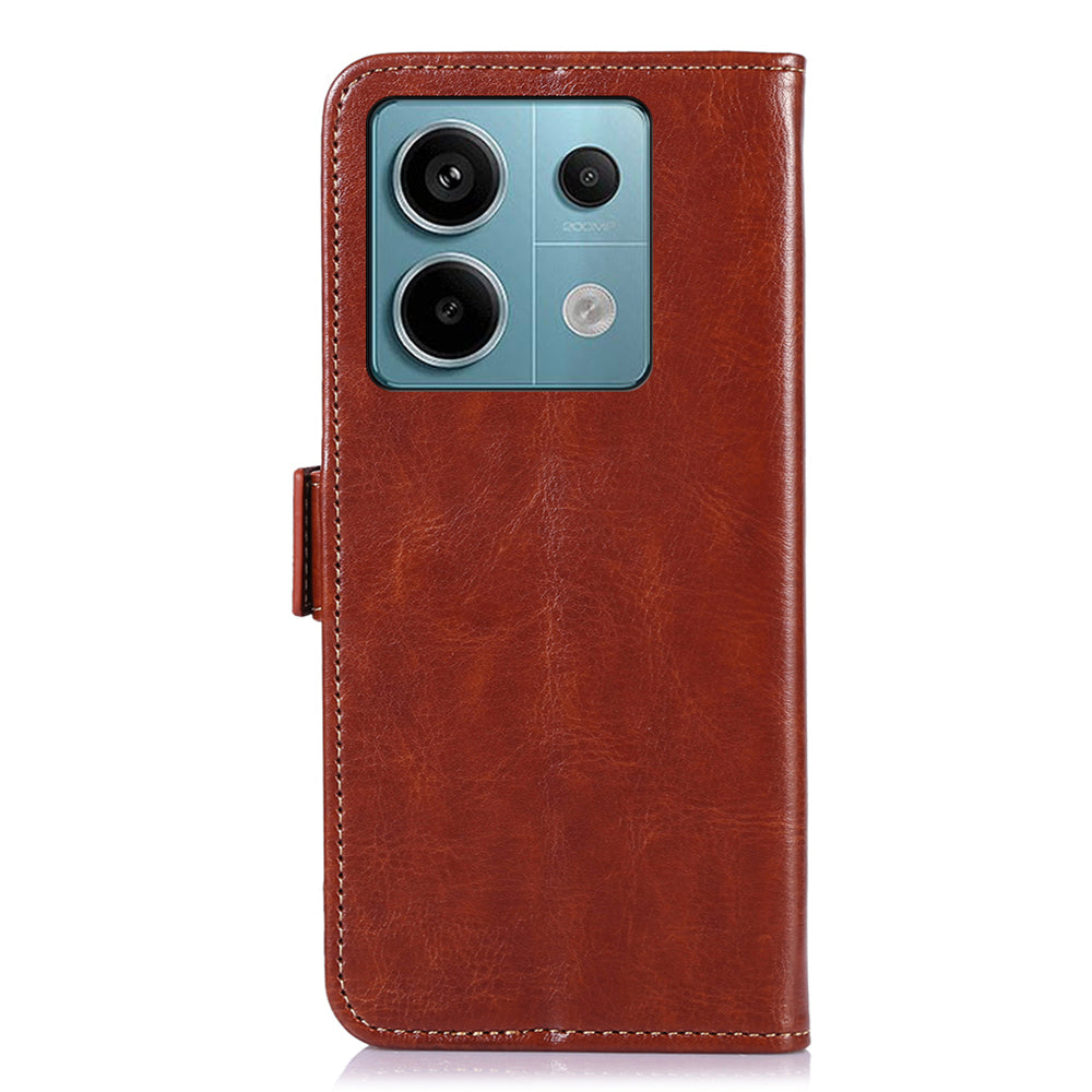 ABEEL For Xiaomi Redmi Note 13 Pro 5G / Poco X6 5G Cell Phone Case Crazy Horse Texture Leather Cover with Wallet - Brown