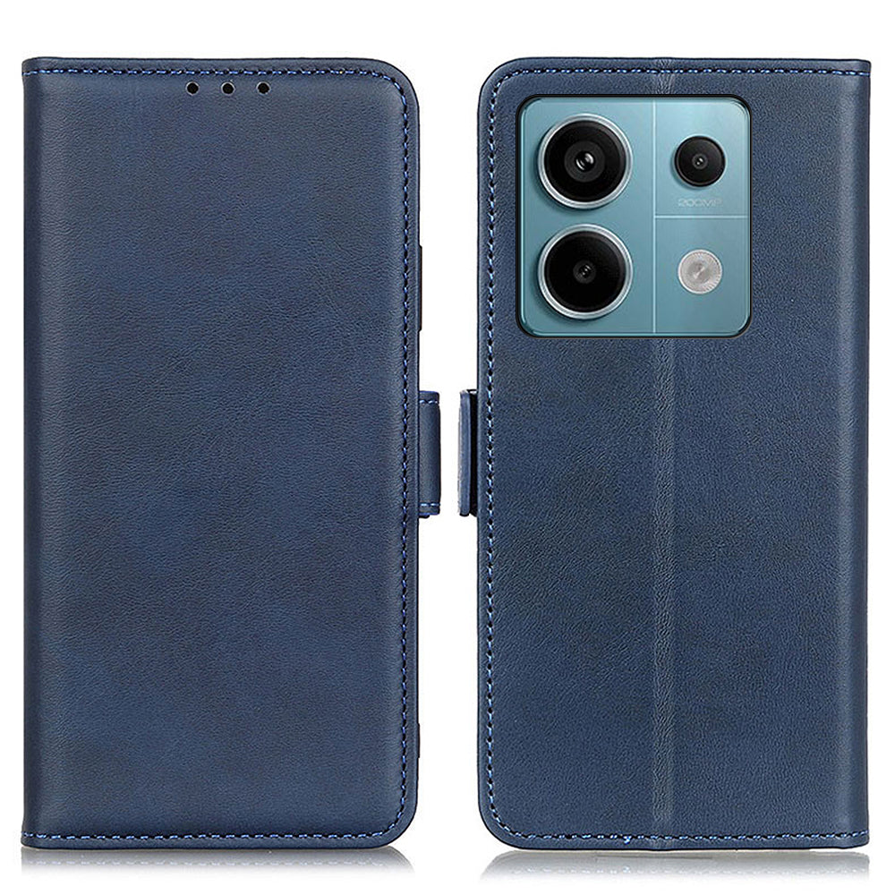 For Xiaomi Redmi Note 13 Pro 5G / Poco X6 5G Cell Phone Case Magnetic Clasp Leather Stand Cover - Blue