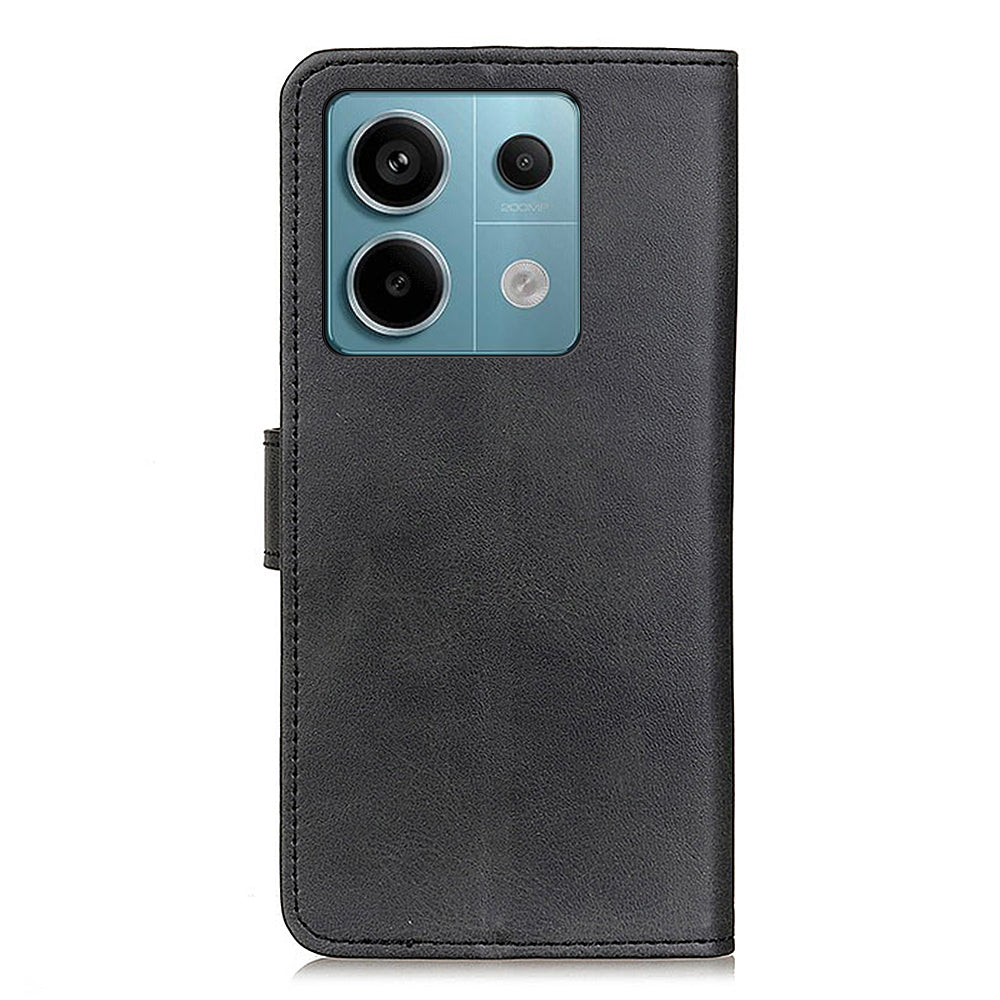 For Xiaomi Redmi Note 13 Pro 5G / Poco X6 5G Cell Phone Cases Cowhide Texture PU Leather Cover - Black
