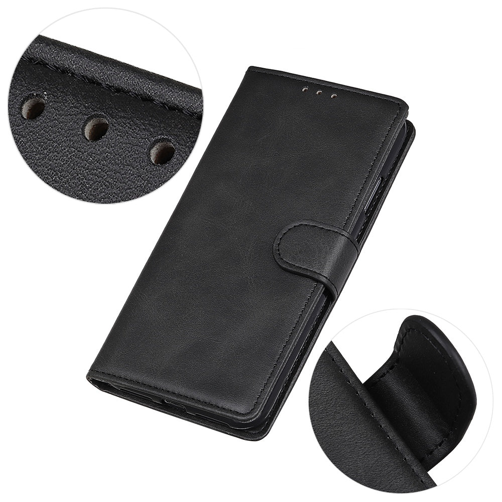 For Xiaomi Redmi Note 13 5G / 13 5G (China) Case Cowhide Texture PU Leather Stand Phone Cover - Black