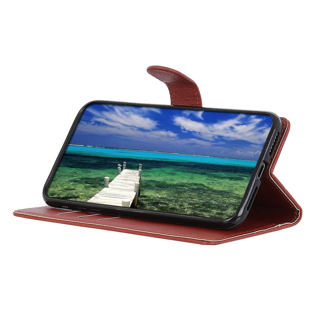 For Xiaomi Redmi Note 13 5G / 13 5G (China) Case PU Leather Litchi Texture Flip Wallet Phone Protector - Brown