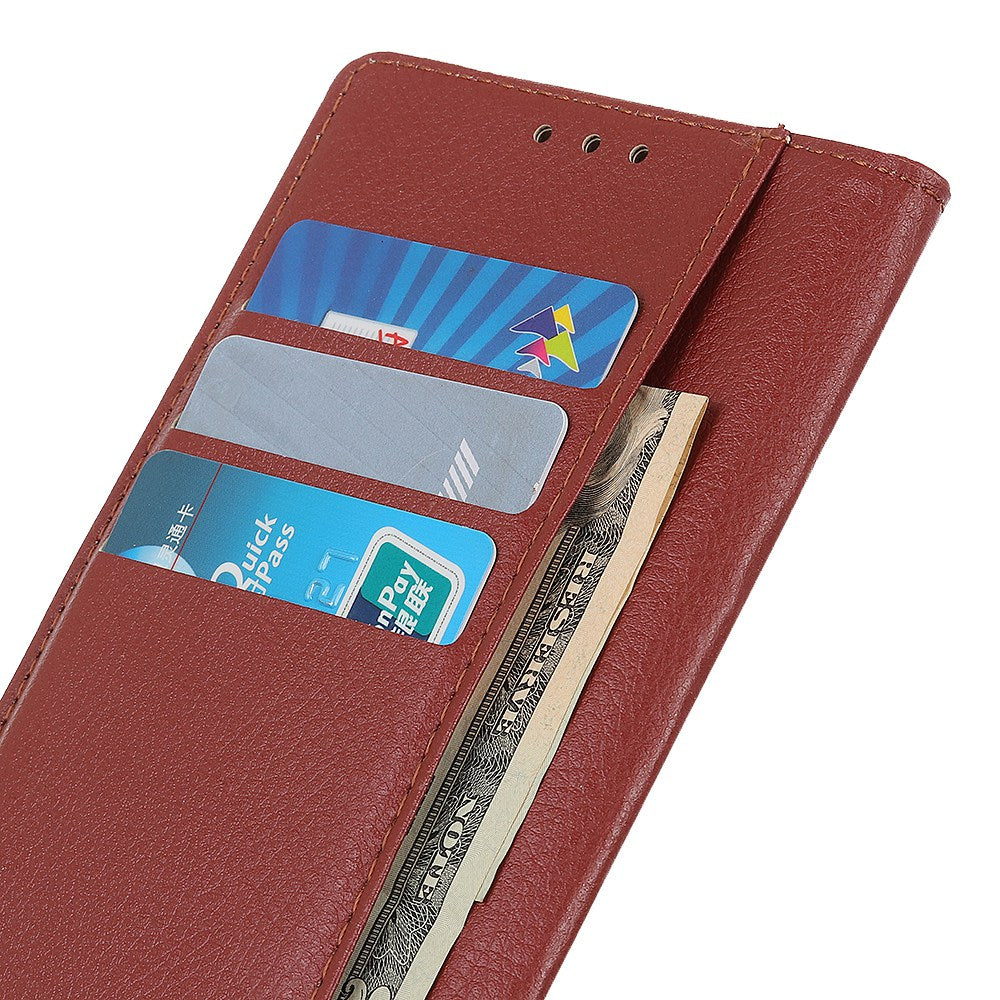 For Xiaomi Redmi Note 13 5G / 13 5G (China) Case PU Leather Litchi Texture Flip Wallet Phone Protector - Brown