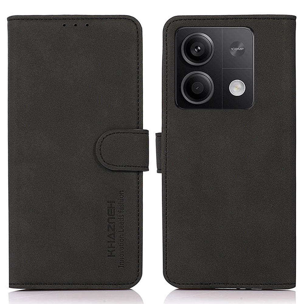 KHAZNEH For Xiaomi Redmi Note 13 5G / 13 5G (China) Case PU Leather Wallet Stand Phone Protector - Black