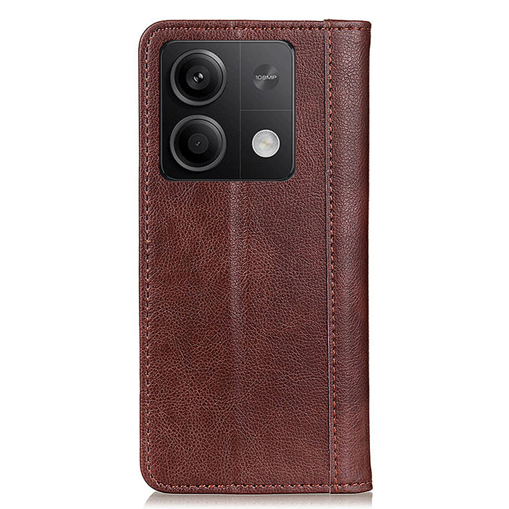 For Xiaomi Redmi Note 13 5G / 13 5G (China) Case Stand Split Leather Magnetic Cell Phone Cover - Brown