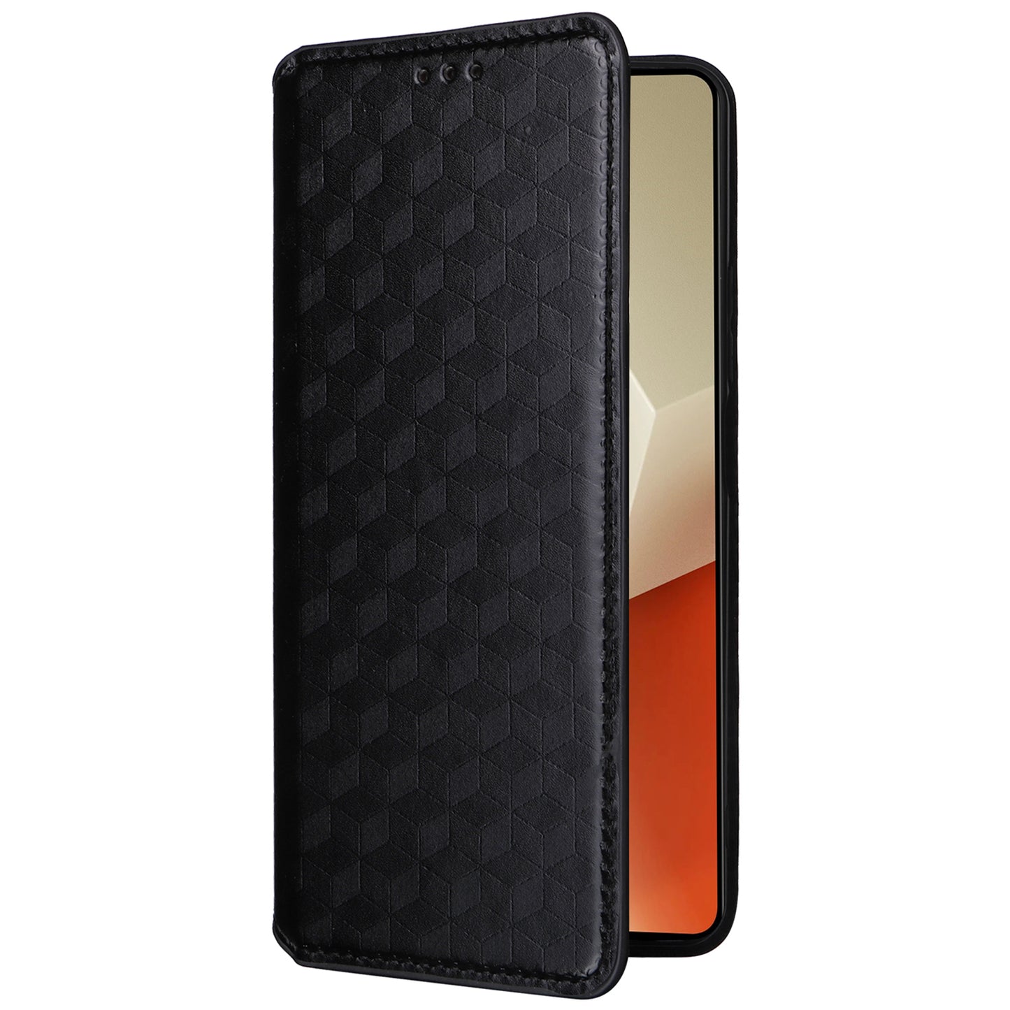 For Xiaomi Redmi Note 13 Pro 5G / Poco X6 5G Cell Phone Case Imprinted Magnetic Closing Cover with Wallet - Black