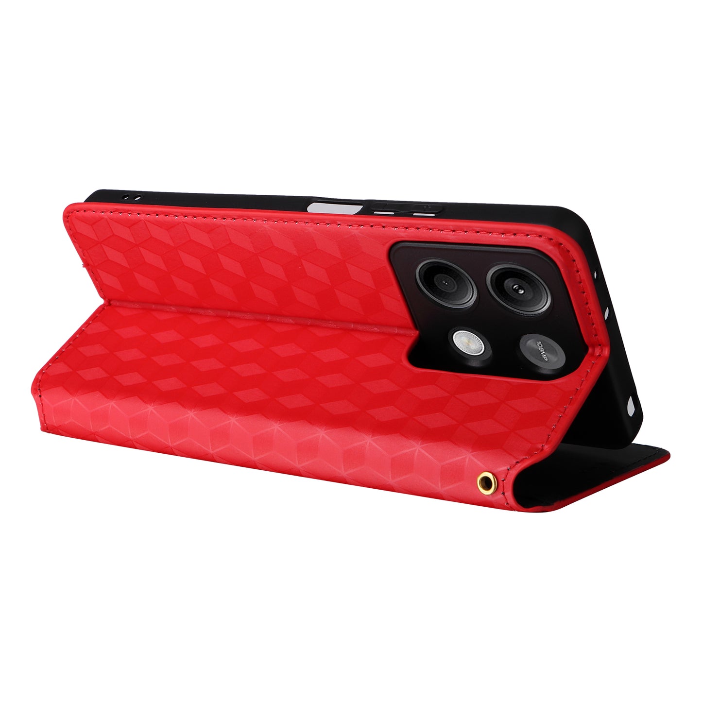 For Xiaomi Redmi Note 13 Pro 5G / Poco X6 5G Cell Phone Case Imprinted Magnetic Closing Cover with Wallet - Red