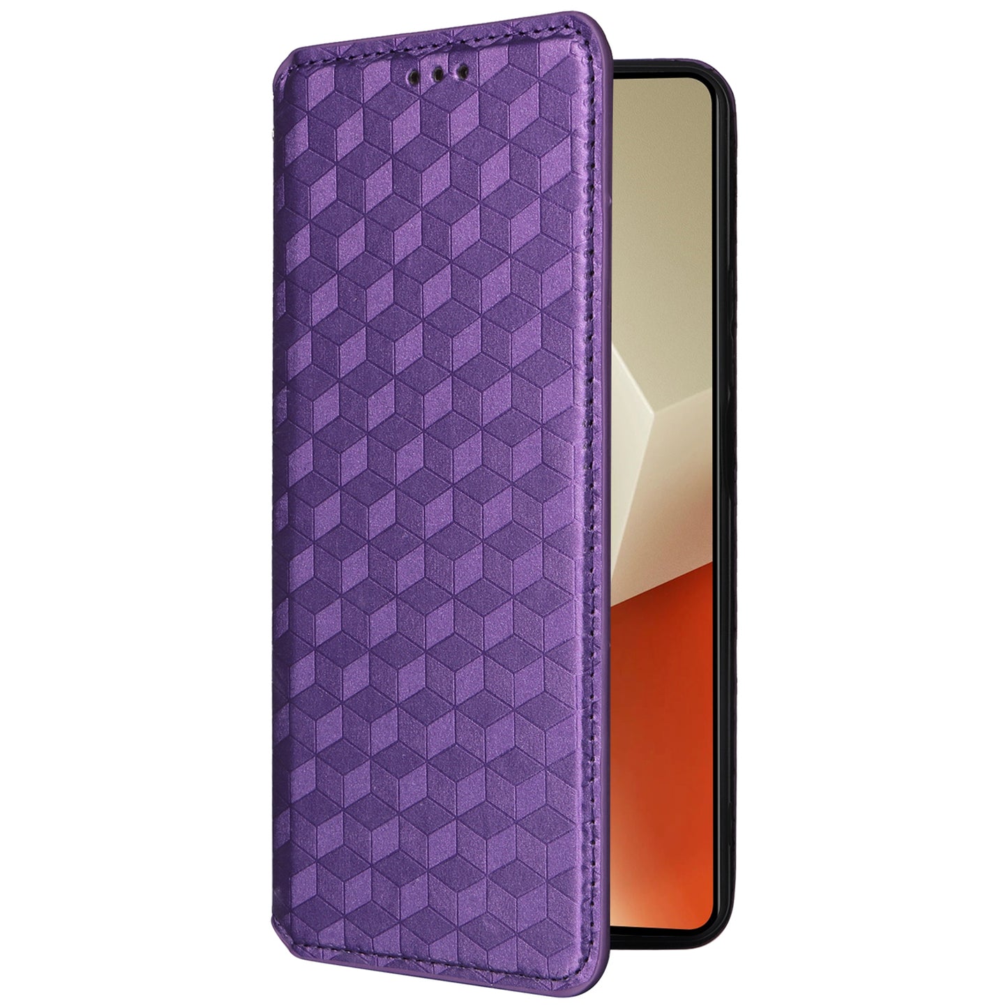 For Xiaomi Redmi Note 13 Pro 5G / Poco X6 5G Cell Phone Case Imprinted Magnetic Closing Cover with Wallet - Purple