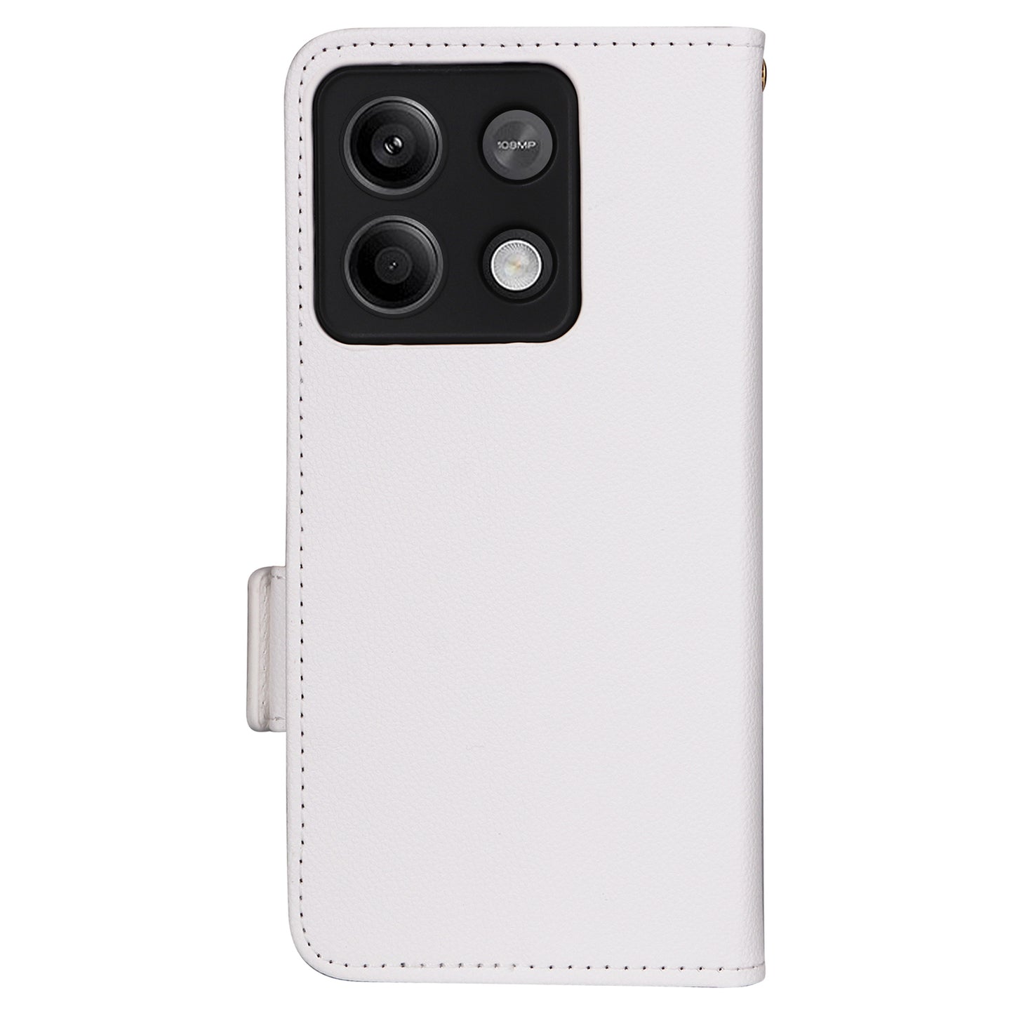 For Xiaomi Redmi Note 13 Pro 5G / Poco X6 5G Cell Phone Case Litchi Texture Leather Cover with Strap - White