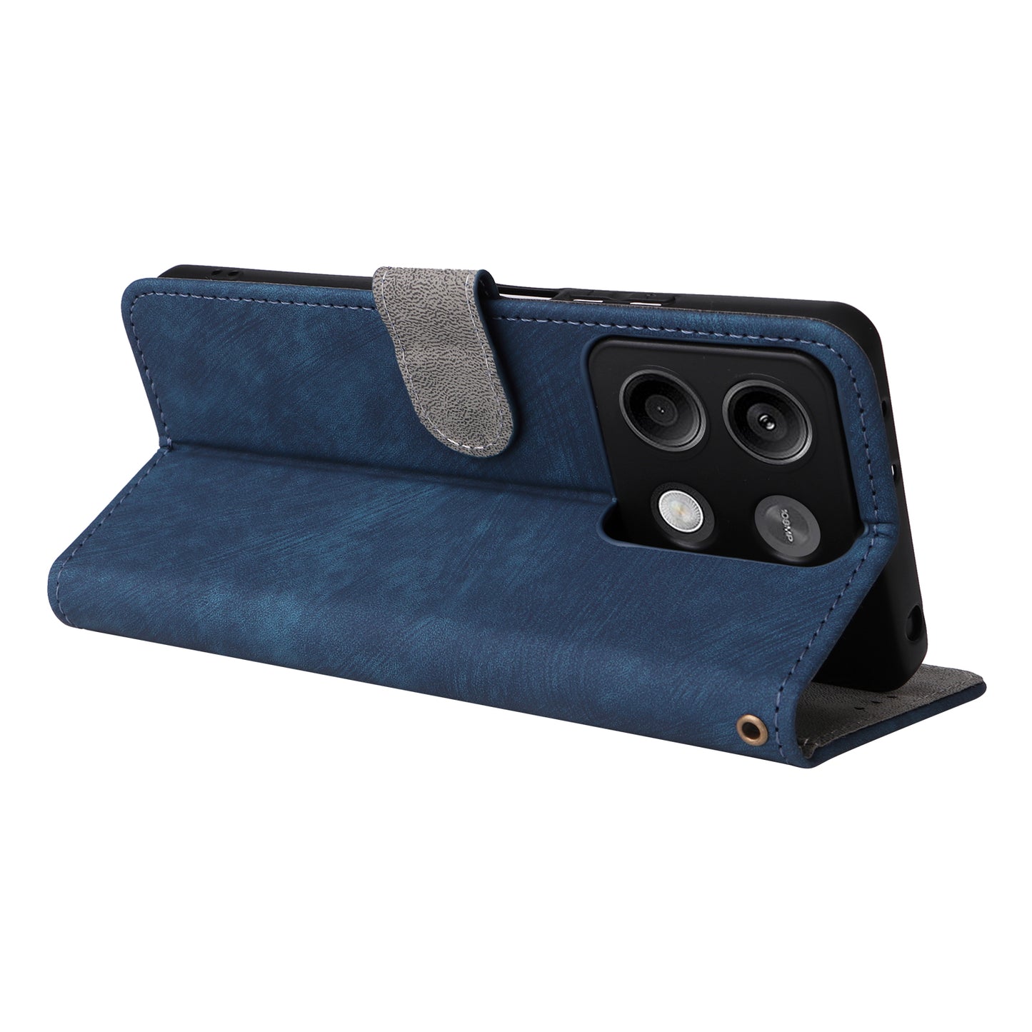 For Xiaomi Redmi Note 13 Pro 5G / Poco X6 5G Cell Phone Case RFID Blocking Wallet Leather Cover with Strap - Blue