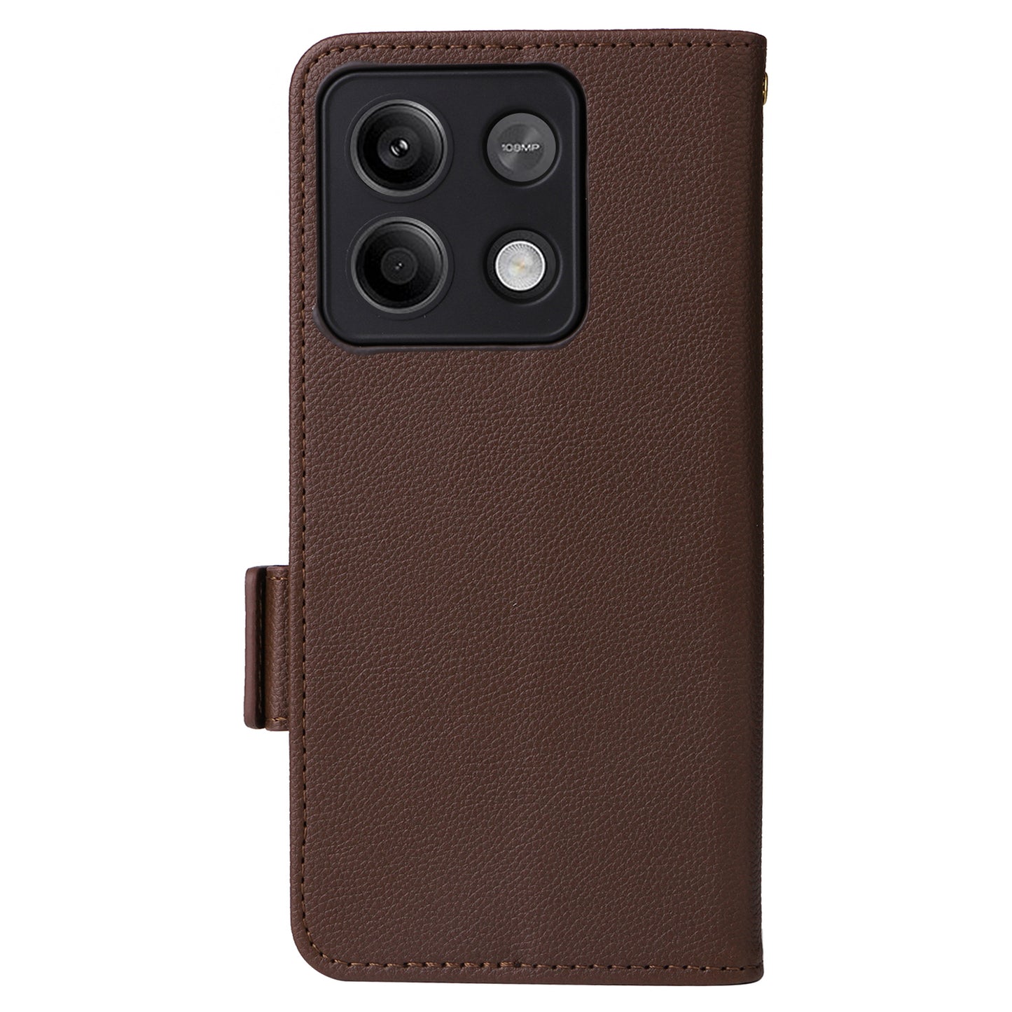 For Xiaomi Redmi Note 13 5G Cover Leather Wallet Stand Cell Phone Case with Strap - Brown