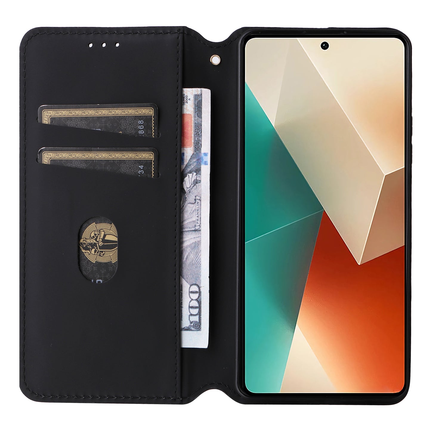 For Xiaomi Redmi Note 13 5G Cover Magnetic Closing Leather Wallet Cell Phone Case - Brown