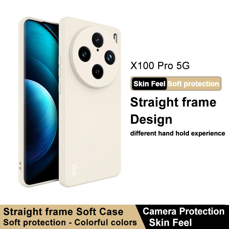 IMAK UC-4 Series for vivo X100 Pro 5G TPU Case Straight Edge Protective Phone Cover - White