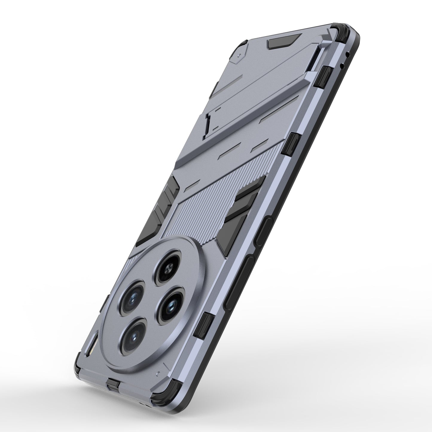 For vivo X100 5G Kickstand Cover PC+TPU Shockproof Protective Case - Dark Blue