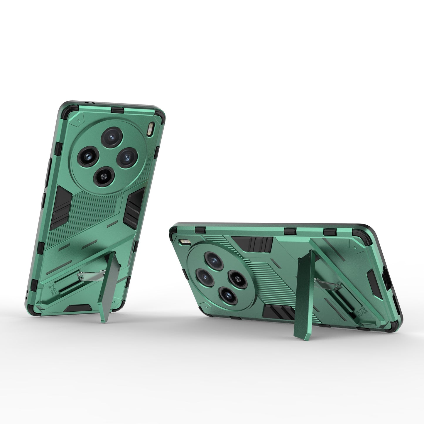 For vivo X100 5G Kickstand Cover PC+TPU Shockproof Protective Case - Green