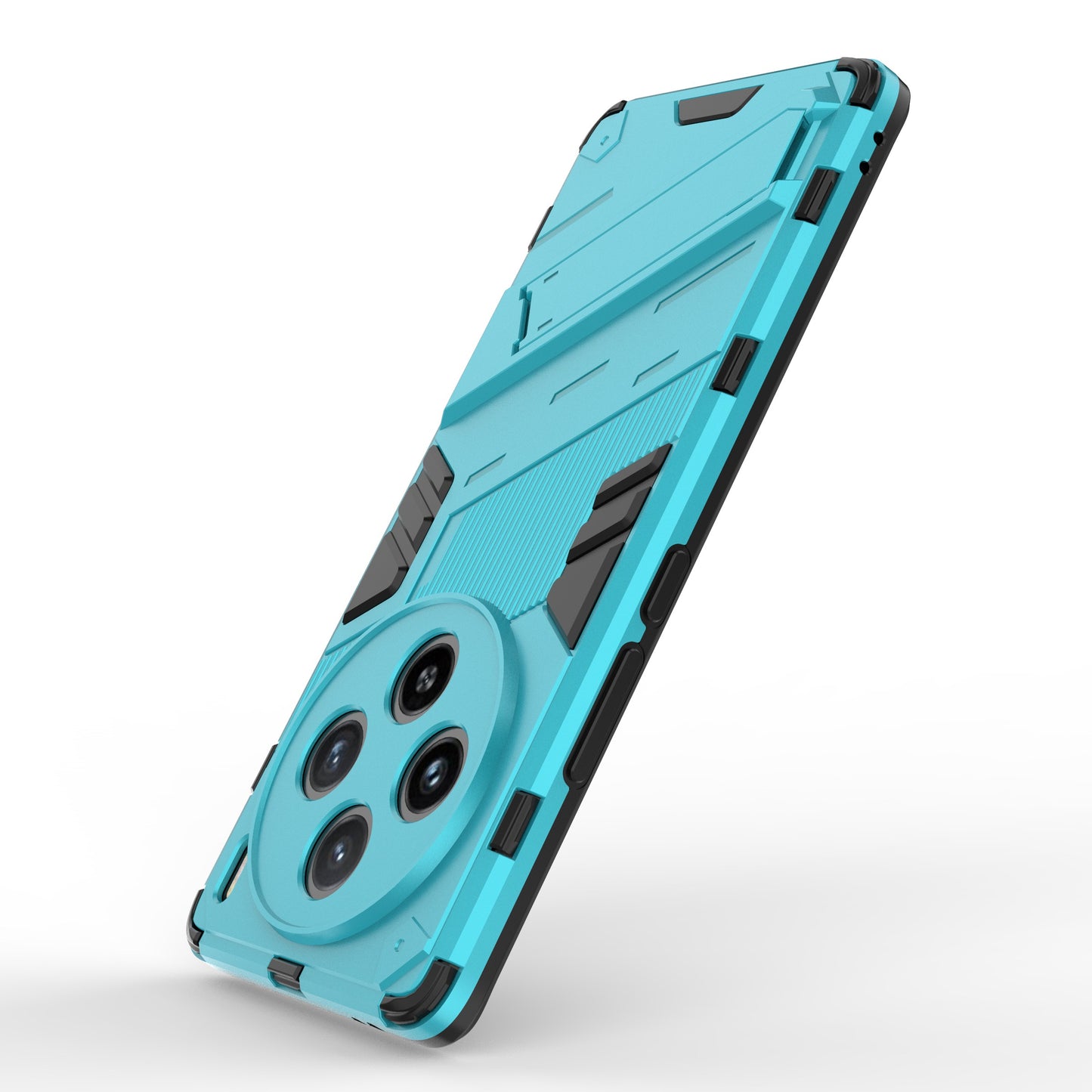 For vivo X100 5G Kickstand Cover PC+TPU Shockproof Protective Case - Baby Blue