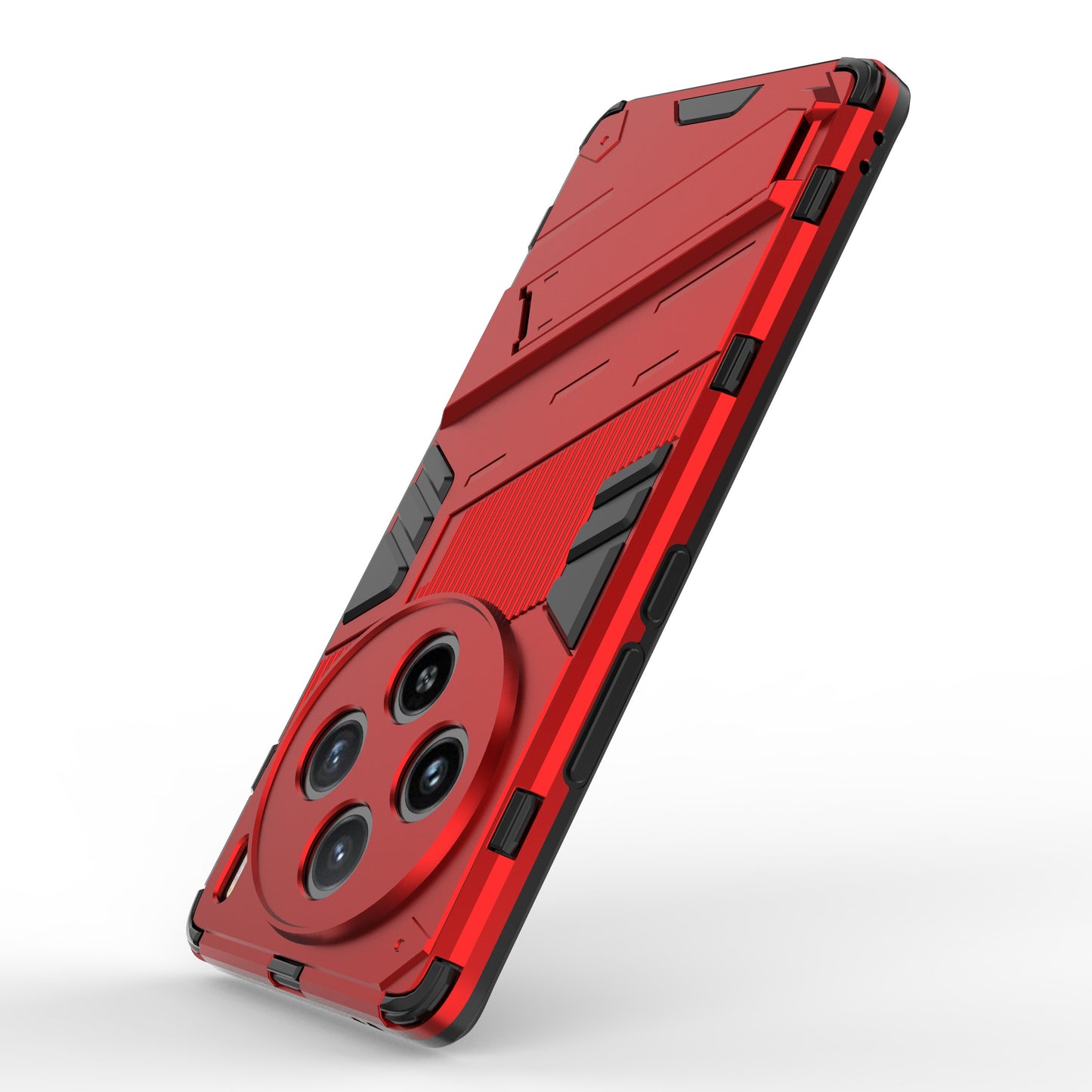 For vivo X100 5G Kickstand Cover PC+TPU Shockproof Protective Case - Red