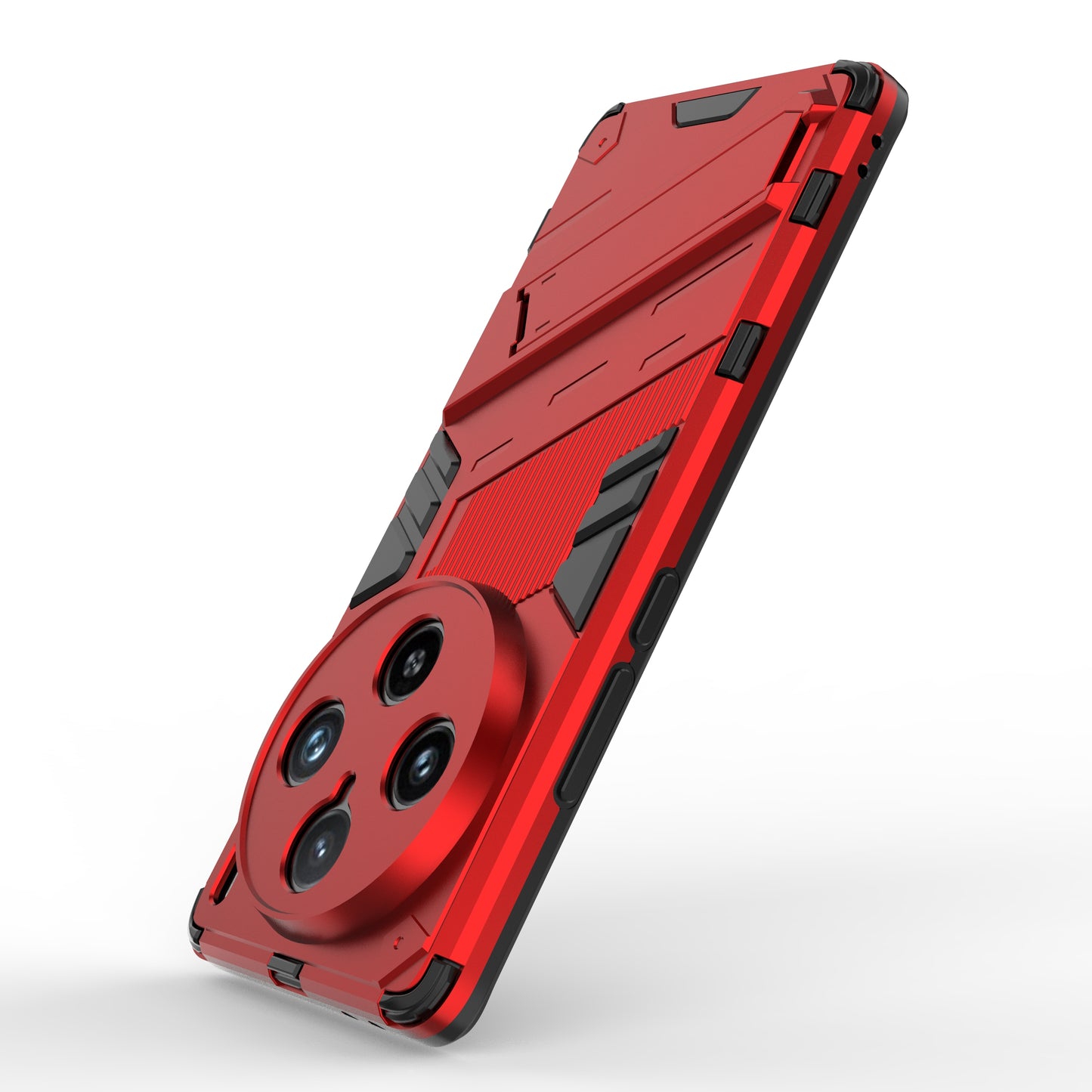 For vivo X100 Pro 5G Kickstand Phone Case Dual Layer Shock-Absorption Cover - Red
