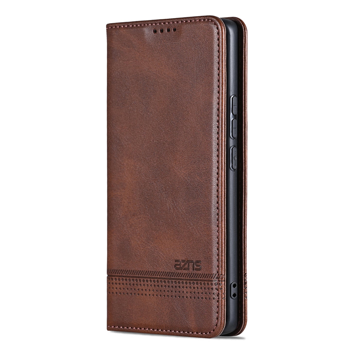 AZNS For vivo X100 5G Phone Case Flip Stand PU Leather Protective Cover - Coffee