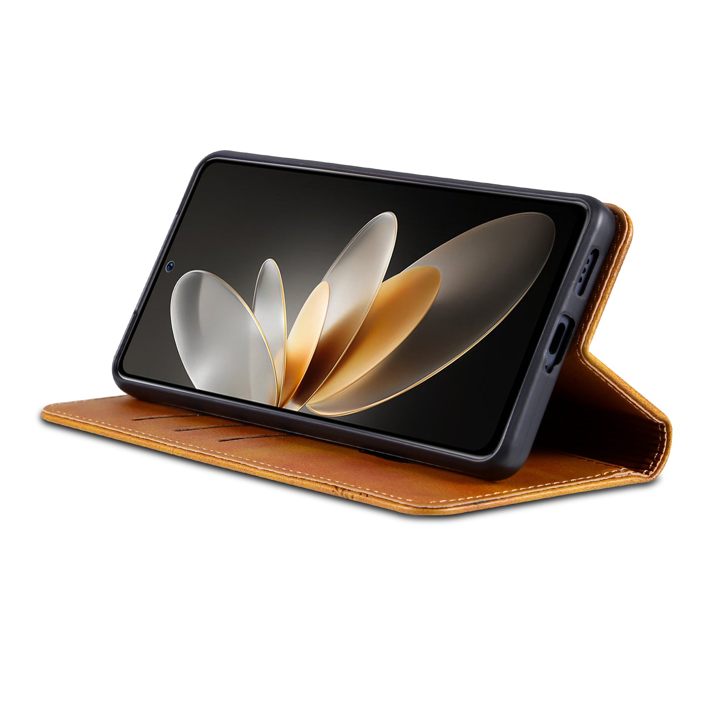 AZNS For vivo X100 5G Phone Case Flip Stand PU Leather Protective Cover - Brown