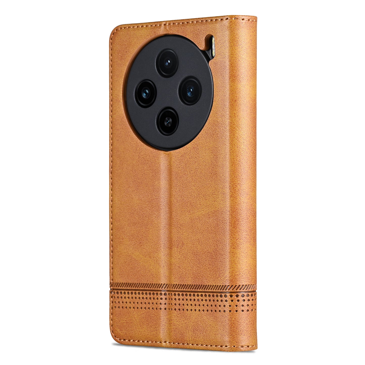 AZNS For vivo X100 5G Phone Case Flip Stand PU Leather Protective Cover - Brown
