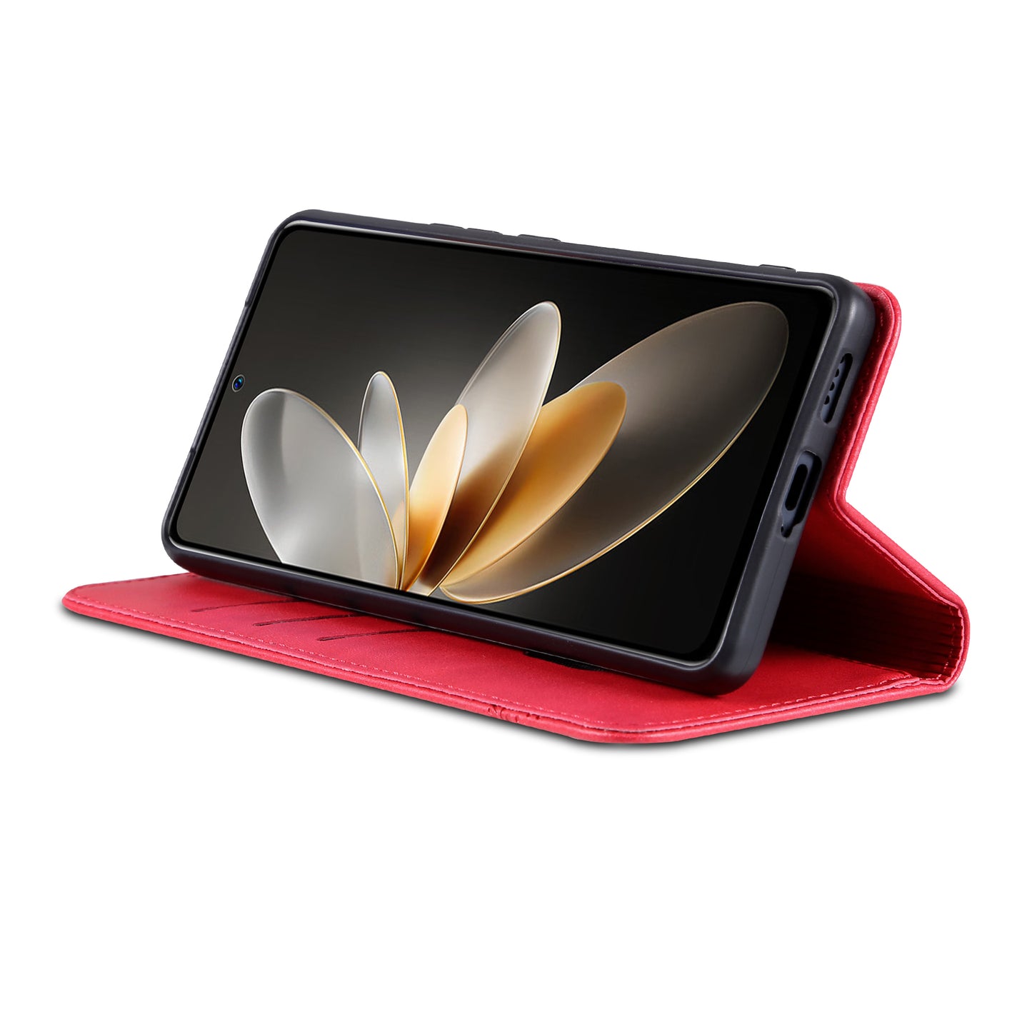 AZNS For vivo X100 5G Phone Case Flip Stand PU Leather Protective Cover - Red