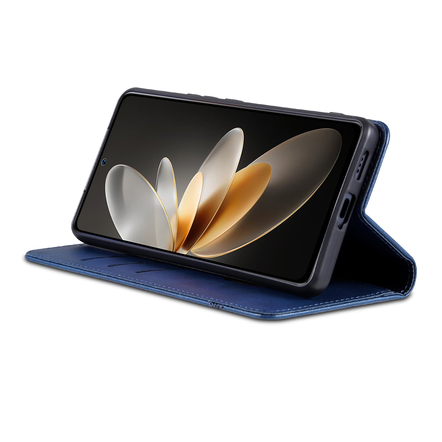 AZNS For vivo X100 5G Phone Case Flip Stand PU Leather Protective Cover - Blue