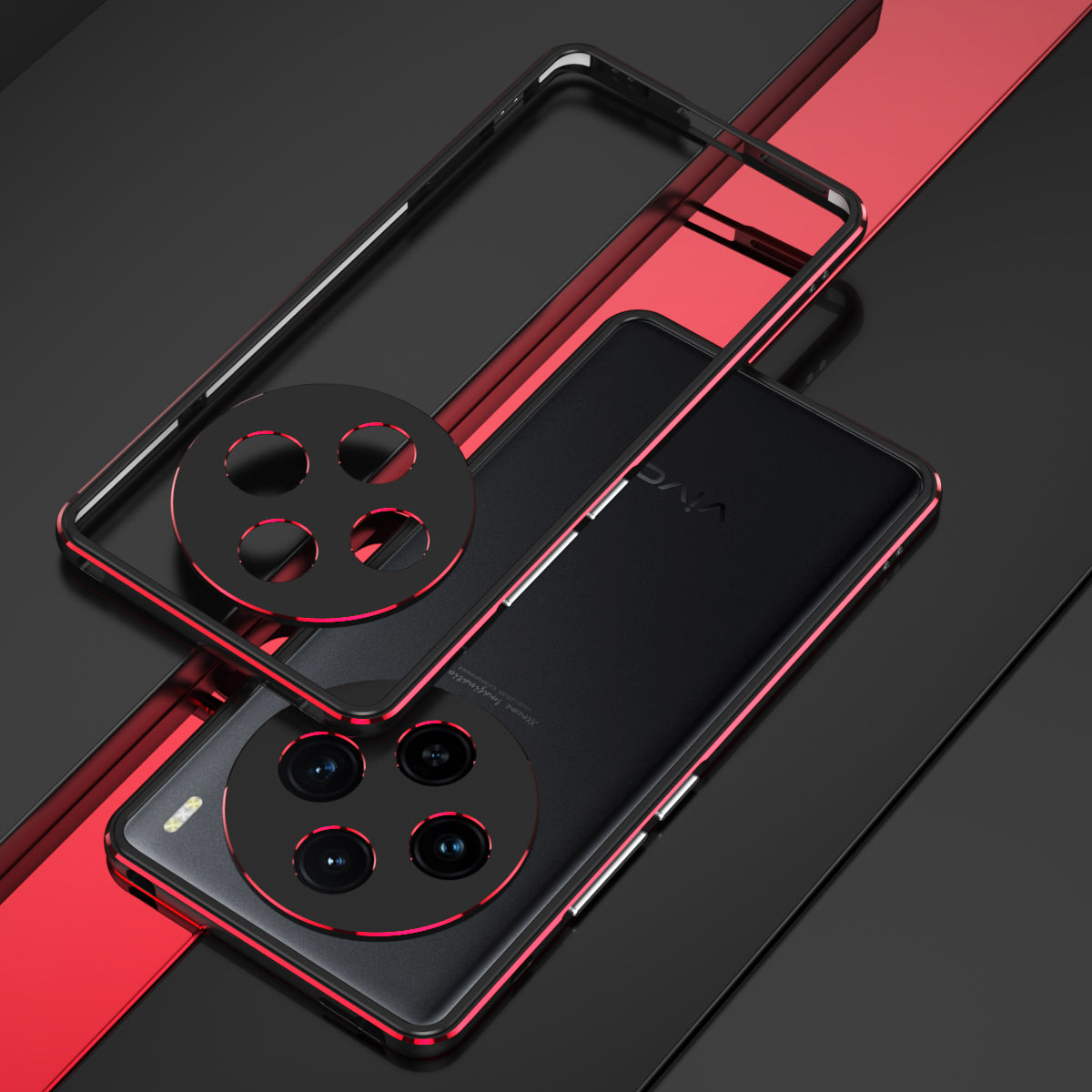 For vivo X100 5G Bumper Case Metal Frame Camera Lens Protective Cover - Black / Red