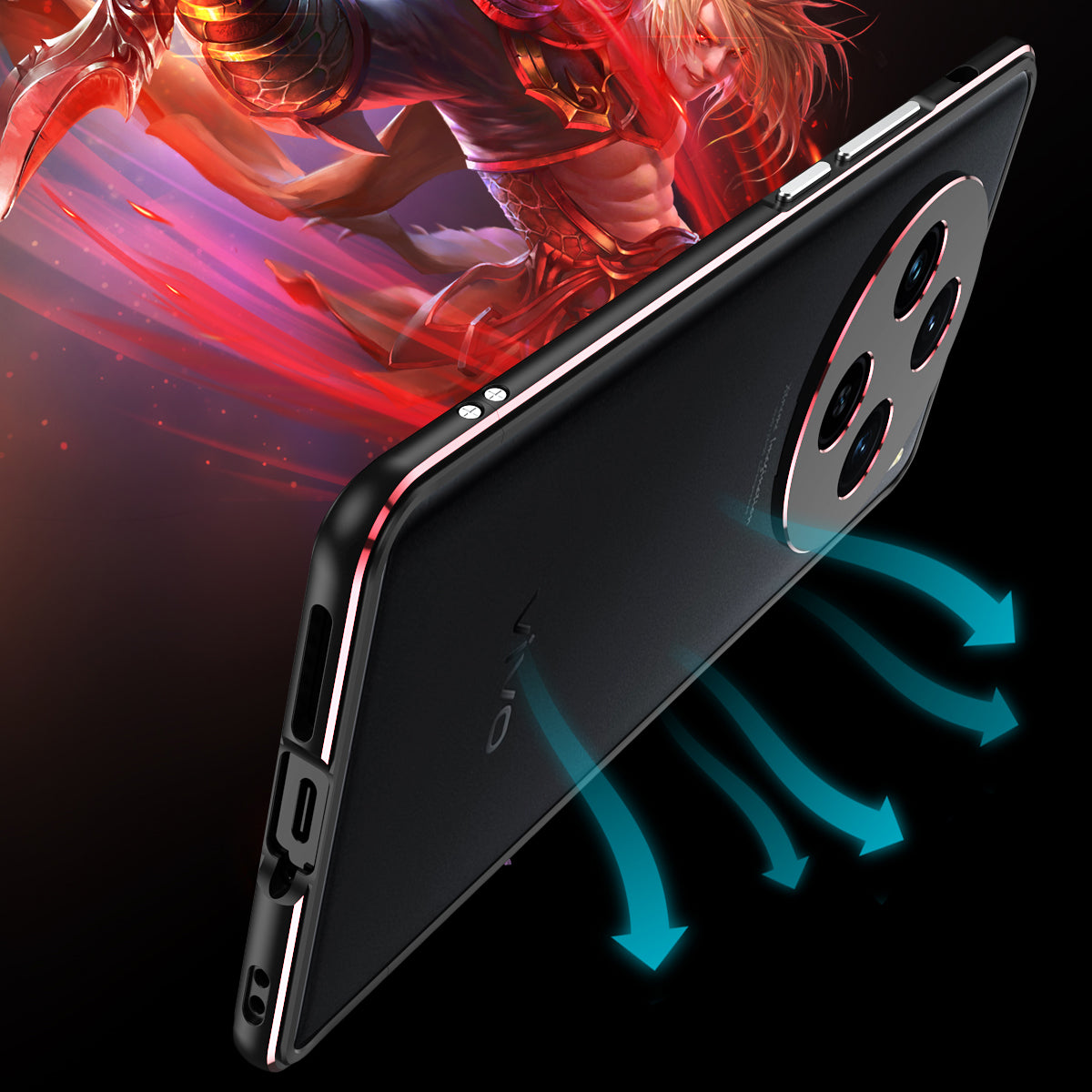 For vivo X100 5G Bumper Case Metal Frame Camera Lens Protective Cover - Black / Red