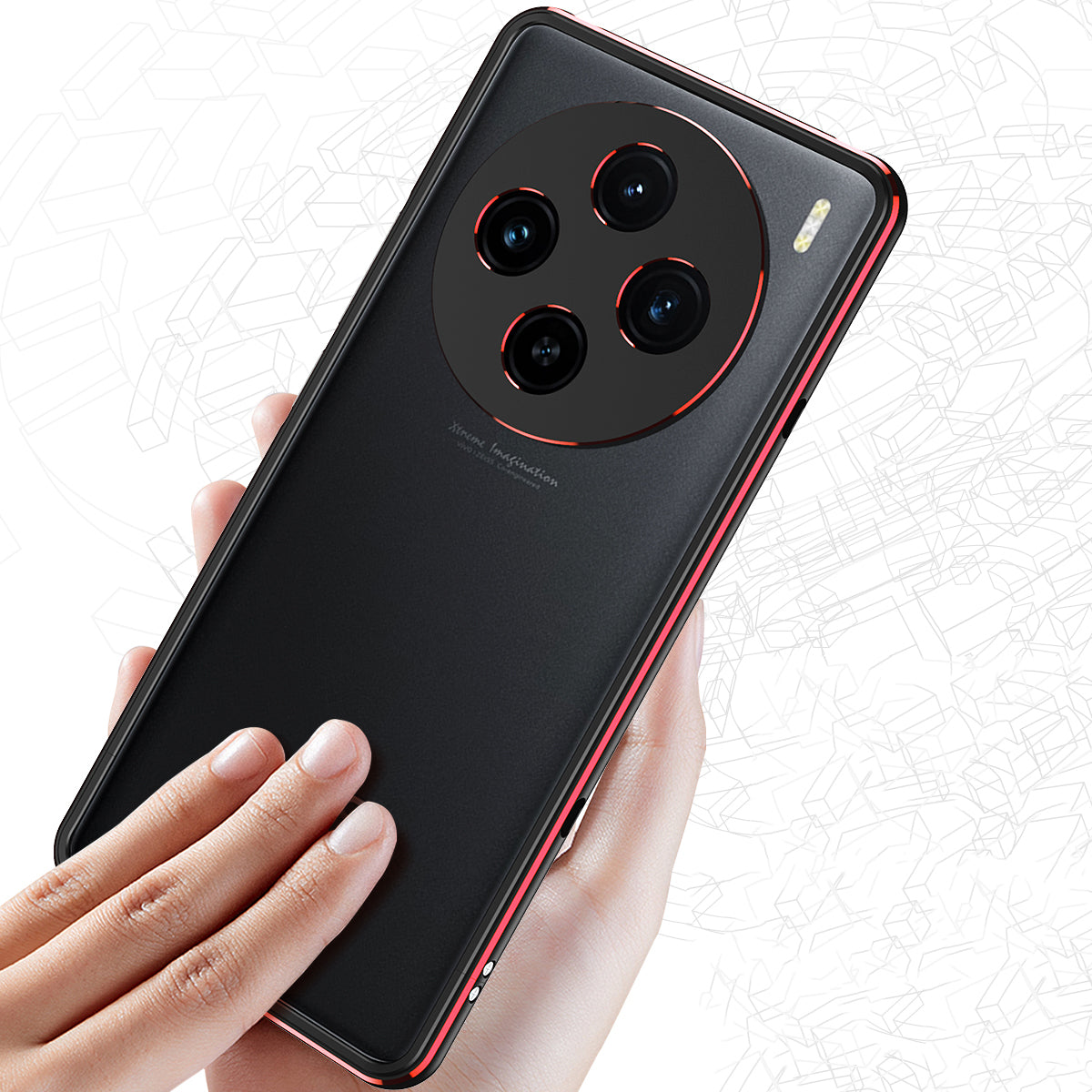 For vivo X100 5G Bumper Case Metal Frame Camera Lens Protective Cover - Black / Red