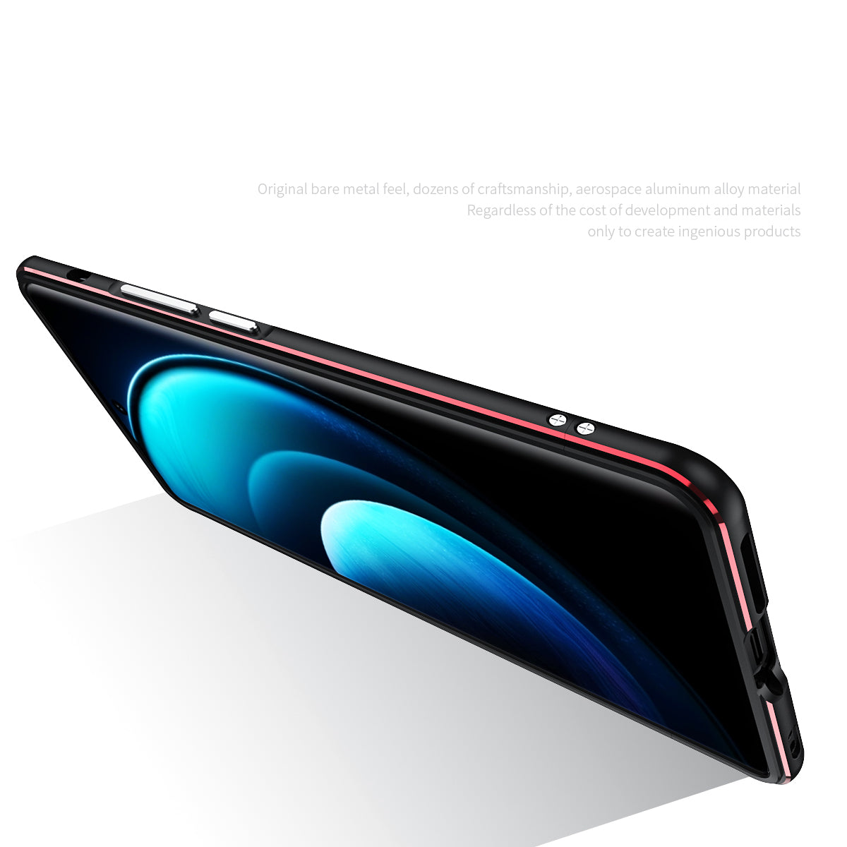 For vivo X100 5G Bumper Case Metal Frame Camera Lens Protective Cover - Black / Red