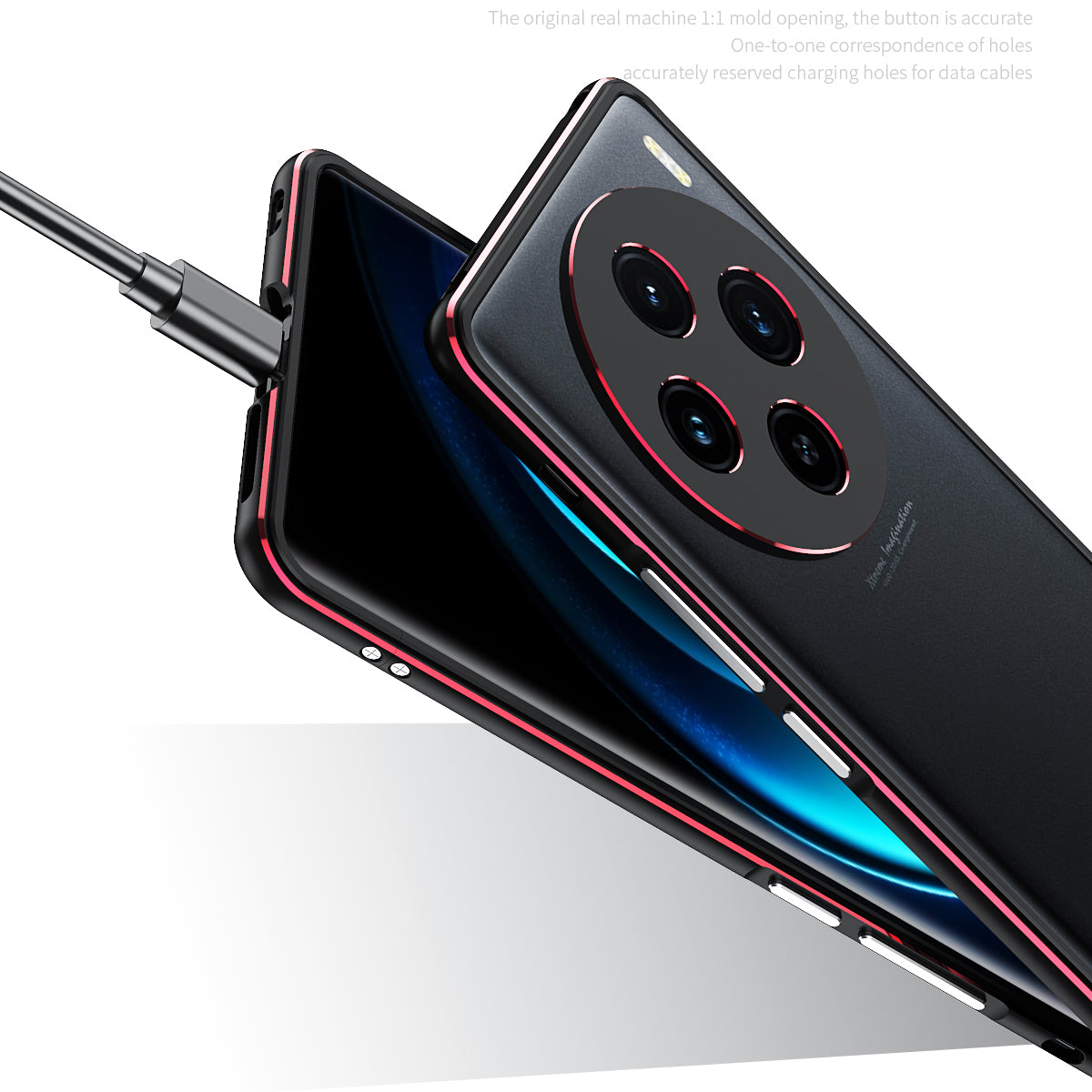 For vivo X100 5G Bumper Case Metal Frame Camera Lens Protective Cover - Black / Red