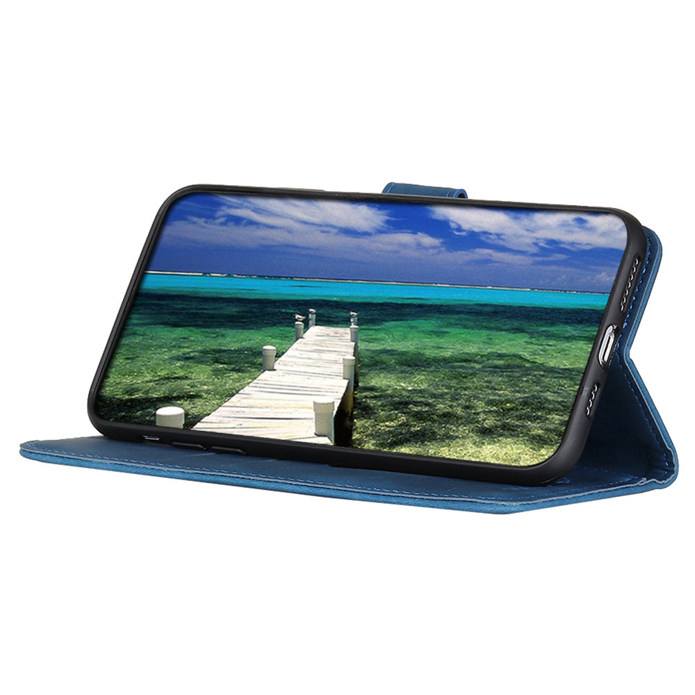KHAZNEH For Xiaomi Redmi Note 13 Pro+ 5G Stand Case PU Leather Retro Cell Phone Cover - Blue