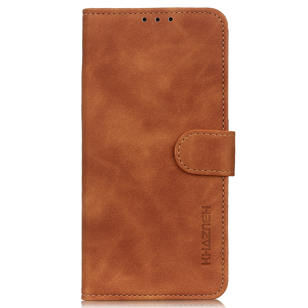 KHAZNEH For Xiaomi Redmi Note 13 Pro+ 5G Stand Case PU Leather Retro Cell Phone Cover - Brown