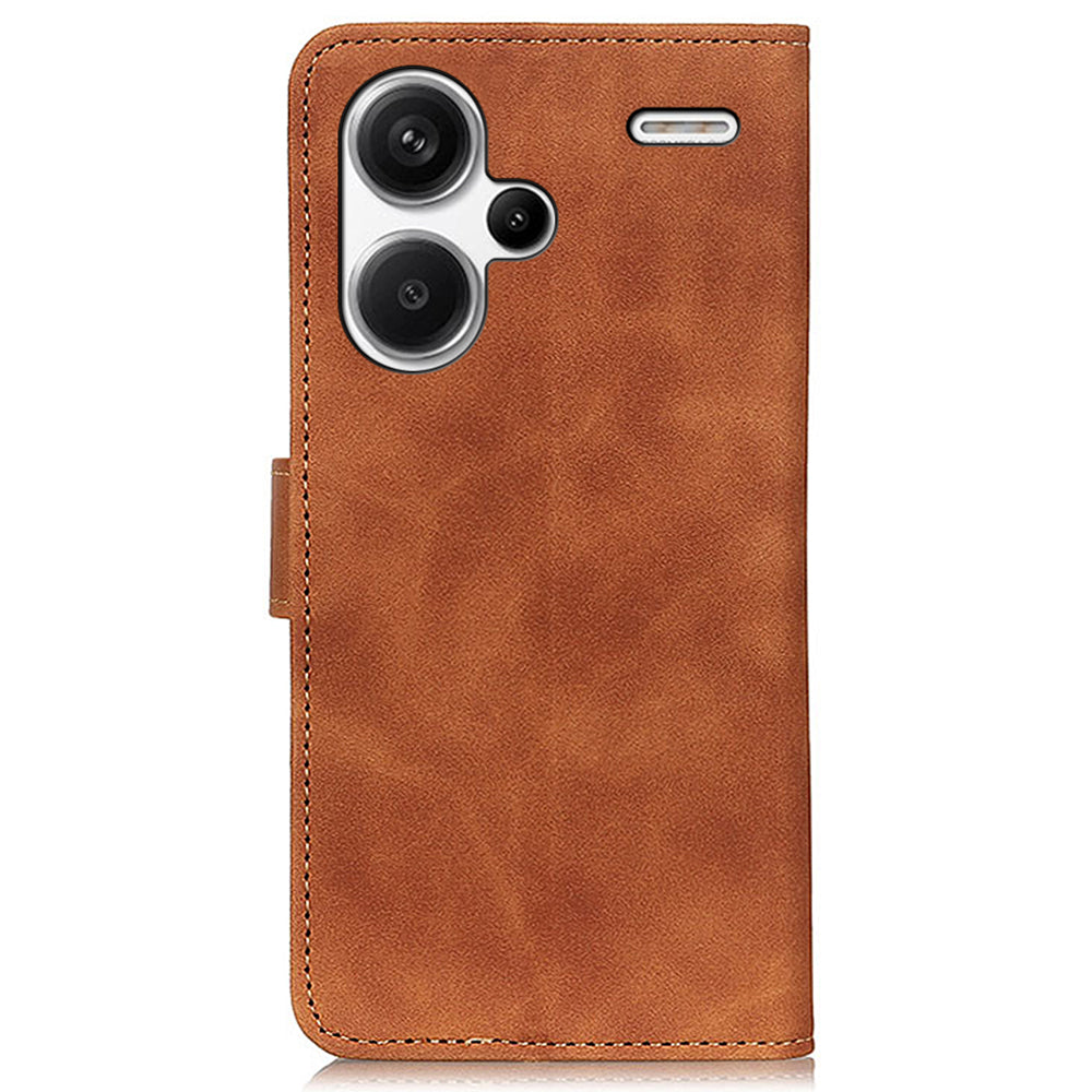 KHAZNEH For Xiaomi Redmi Note 13 Pro+ 5G Stand Case PU Leather Retro Cell Phone Cover - Brown