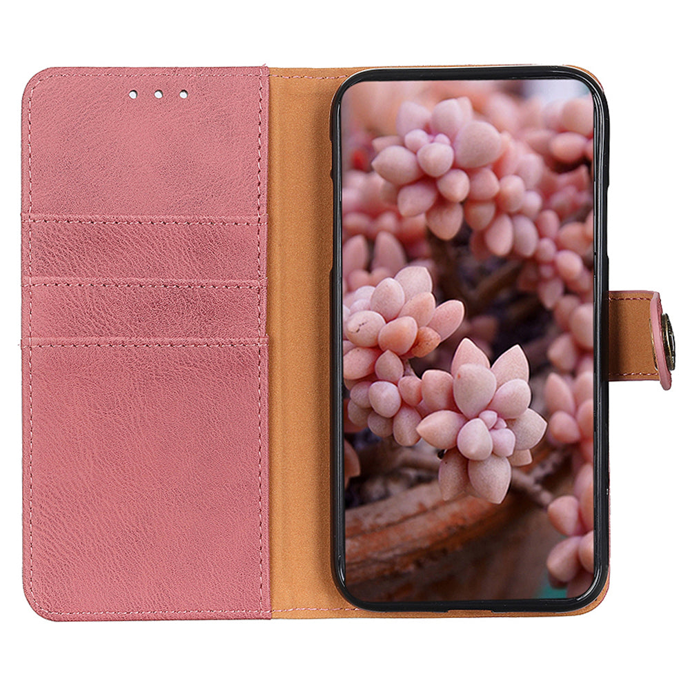 KHAZNEH For Xiaomi Redmi Note 13 Pro+ 5G Cell Phone Cases Cowhide Texture Stand Wallet Cover - Pink