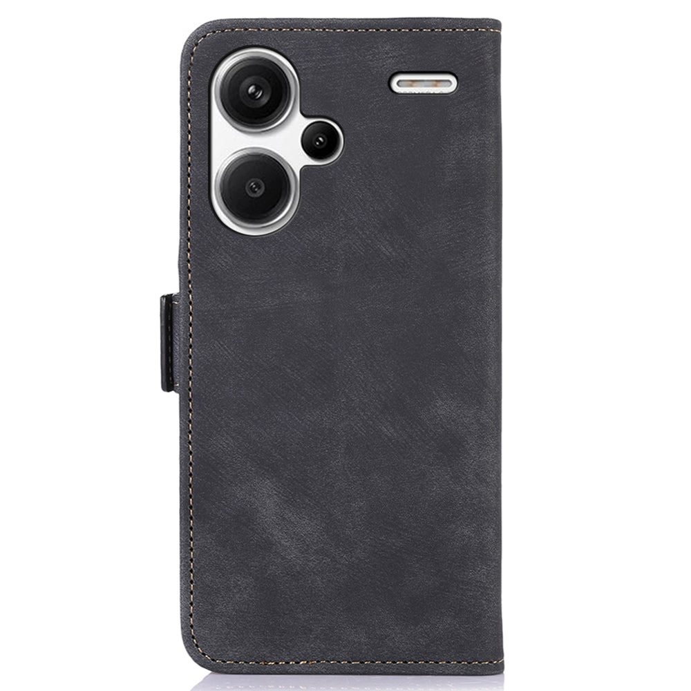 ABEEL For Xiaomi Redmi Note 13 Pro+ 5G Cell Phone Case PU Leather Wallet Vintage Flip Cover - Black