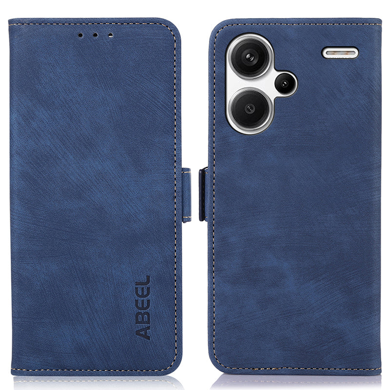 ABEEL For Xiaomi Redmi Note 13 Pro+ 5G Cell Phone Case PU Leather Wallet Vintage Flip Cover - Blue