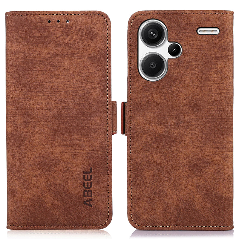 ABEEL For Xiaomi Redmi Note 13 Pro+ 5G Cell Phone Case PU Leather Wallet Vintage Flip Cover - Brown