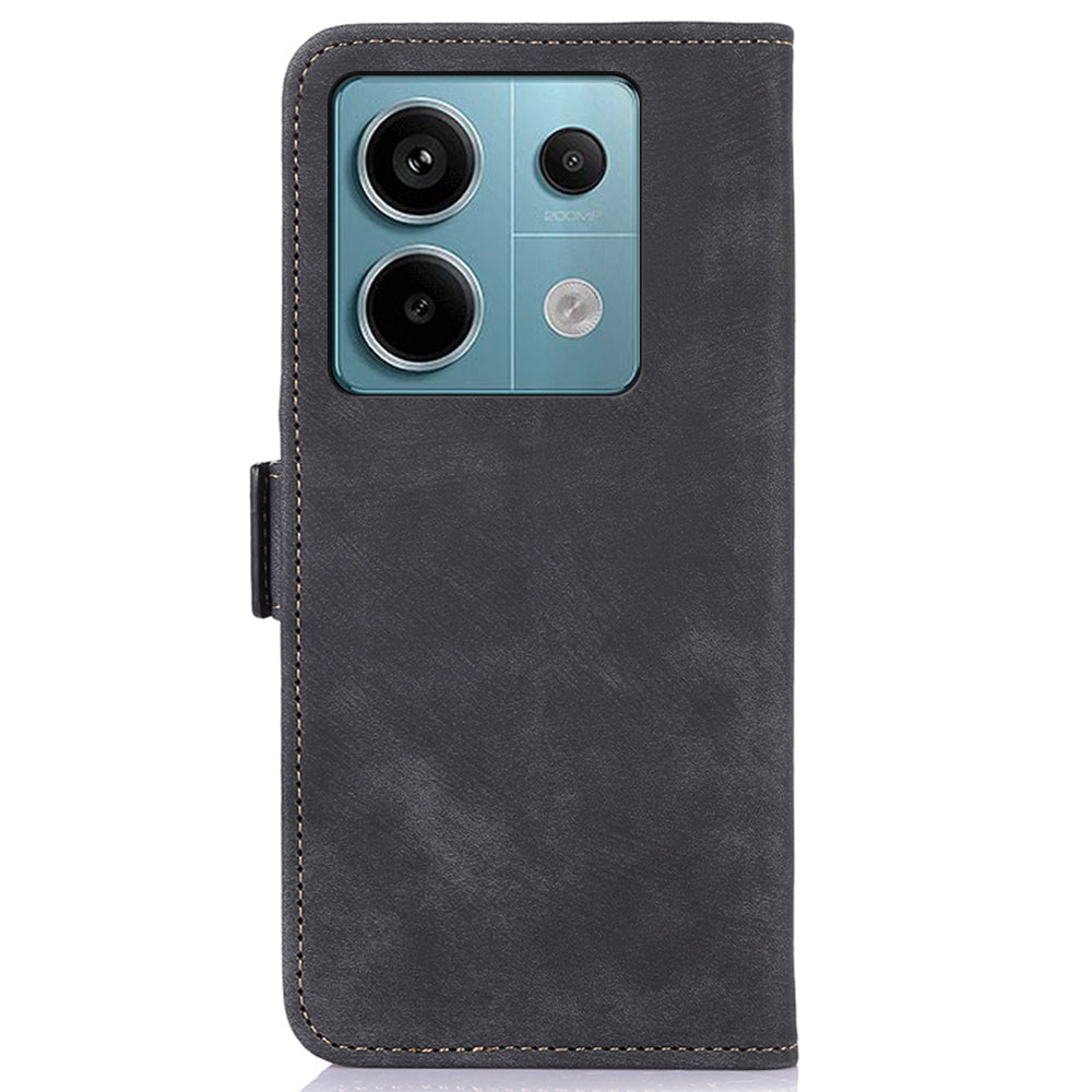 ABEEL For Xiaomi Redmi Note 13 Pro 5G / Poco X6 5G Cell Phone Cases Vintage PU Leather Flip Stand Cover - Black