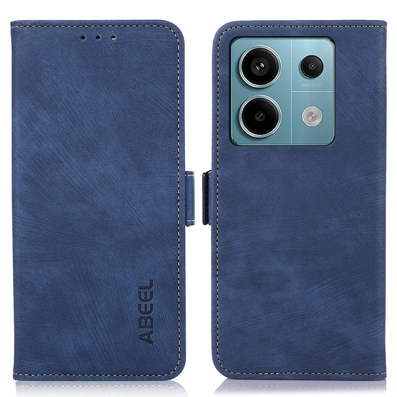 ABEEL For Xiaomi Redmi Note 13 Pro 5G / Poco X6 5G Cell Phone Cases Vintage PU Leather Flip Stand Cover - Blue