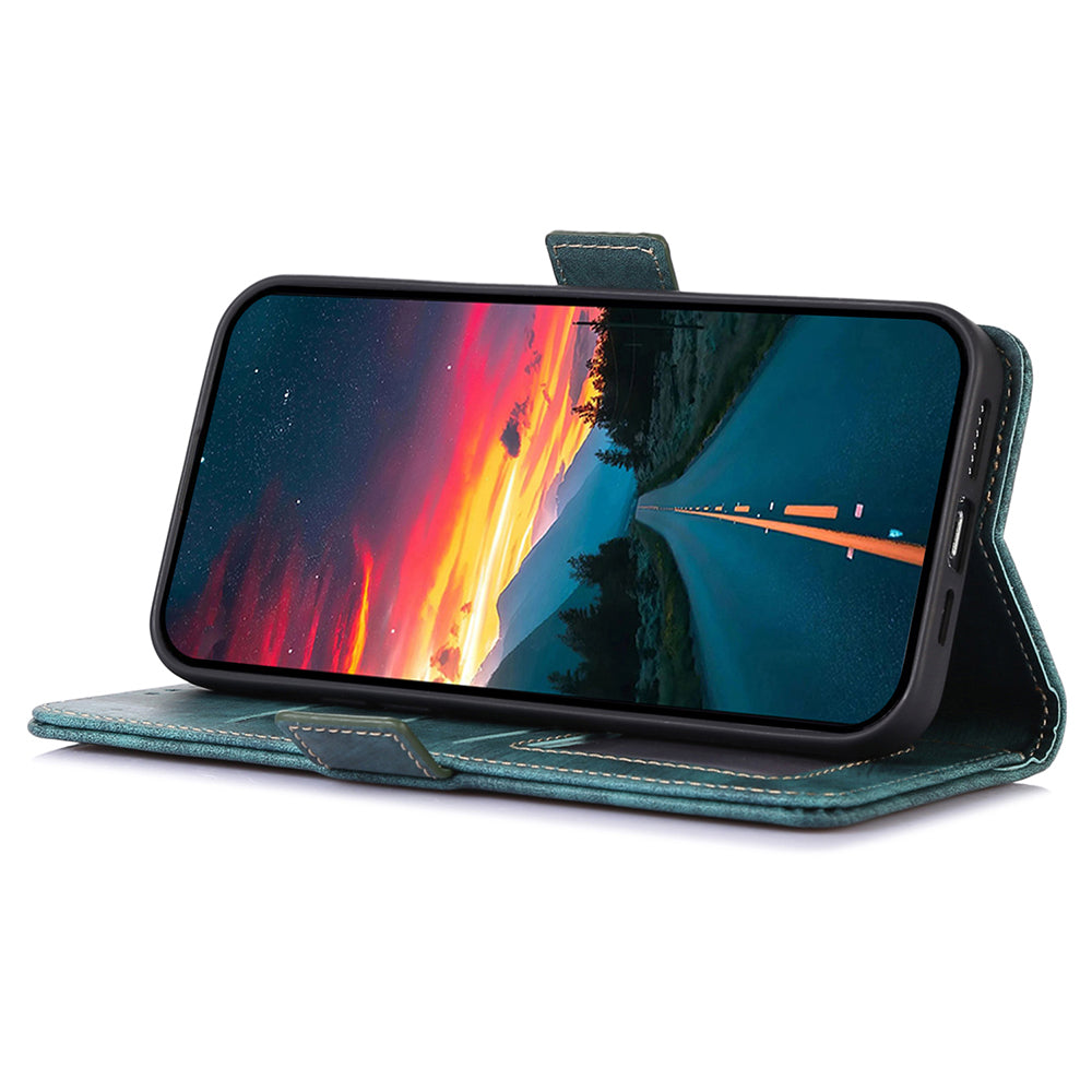 ABEEL For Xiaomi Redmi Note 13 Pro 5G / Poco X6 5G Cell Phone Cases Vintage PU Leather Flip Stand Cover - Green