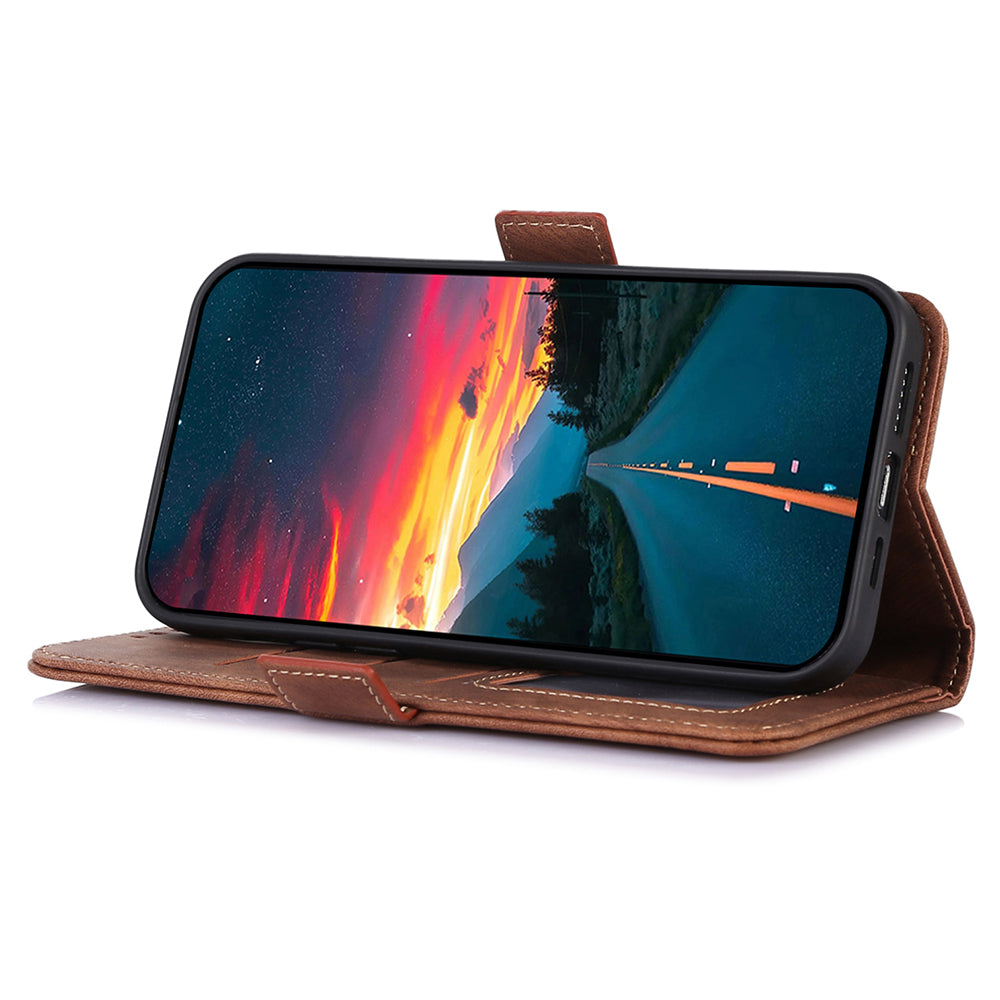 ABEEL For Xiaomi Redmi Note 13 Pro 5G / Poco X6 5G Cell Phone Cases Vintage PU Leather Flip Stand Cover - Brown