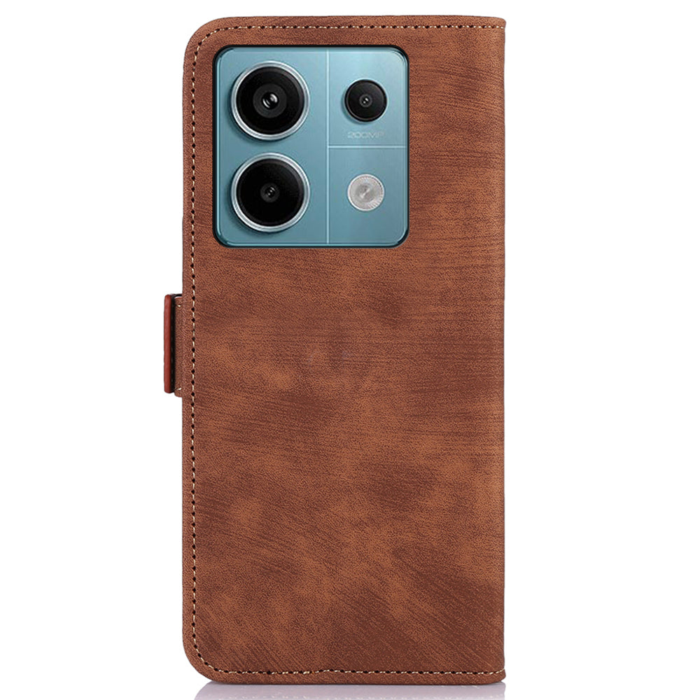 ABEEL For Xiaomi Redmi Note 13 Pro 5G / Poco X6 5G Cell Phone Cases Vintage PU Leather Flip Stand Cover - Brown