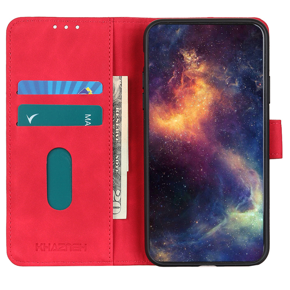 KHAZNEH For Xiaomi Redmi Note 13 5G Case Retro PU Leather Smart Phone Stand Cover - Red
